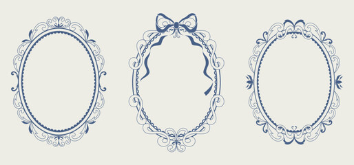 A set of hand-drawn vintage elegant frame. Vector illustration