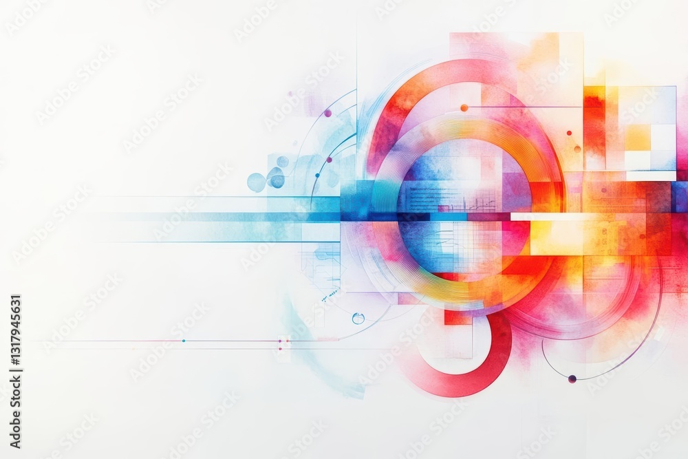 Poster a vibrant abstract design with colorful shapes and smooth lines, perfect for modern backgrounds and 