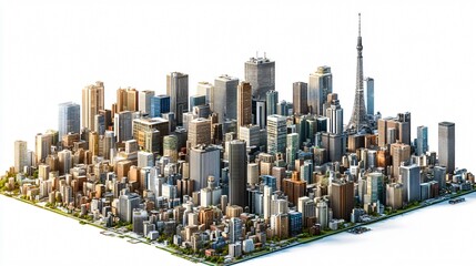 Aerial View of Tokyo Ultra-detailed Cityscape with Modern Skyscrapers