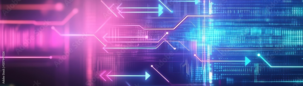Aufkleber abstract digital background featuring vibrant arrows and circuits, representing technology and innov