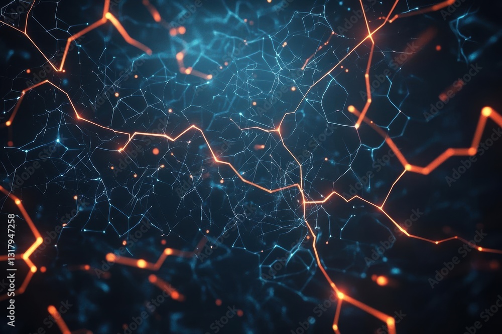 Aufkleber abstract network structure with glowing lines, showcasing digital connections and energy flow in a f