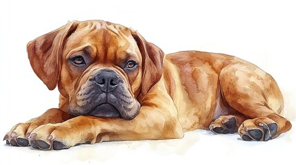 Obraz premium dogue de bordeaux puppy clipart watercolor illustration detailed artistic graphic illustration