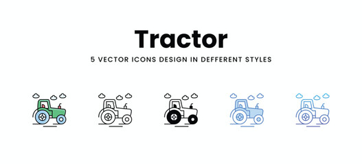 Tractor vector icons set stock illustration.