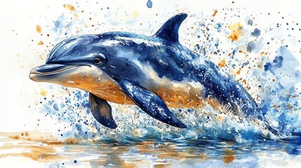 Obraz premium dolphin clipart watercolor art illustration detailed illustration