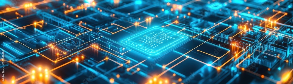 Aufkleber futuristic circuit board design with glowing connections and intricate patterns, representing advanc