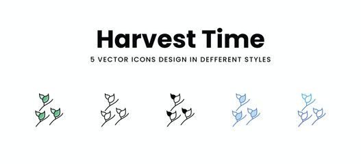 Harvest Time vector icons set stock illustration.