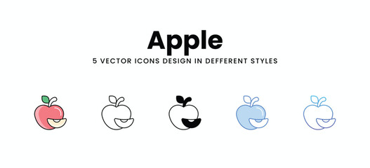 Apple vector icons set stock illustration.