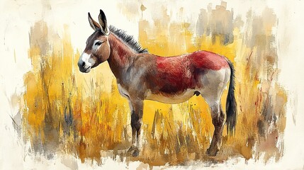 donkey in farm clipart watercolor art illustration detailed illustration