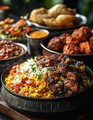 Delicious Indian Cuisine Biryani Buffet Take-out Image for Culinary and Food Related Content