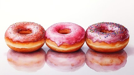 Obraz premium donut with sprinkles clipart watercolor illustration watercolor style digital design illustration
