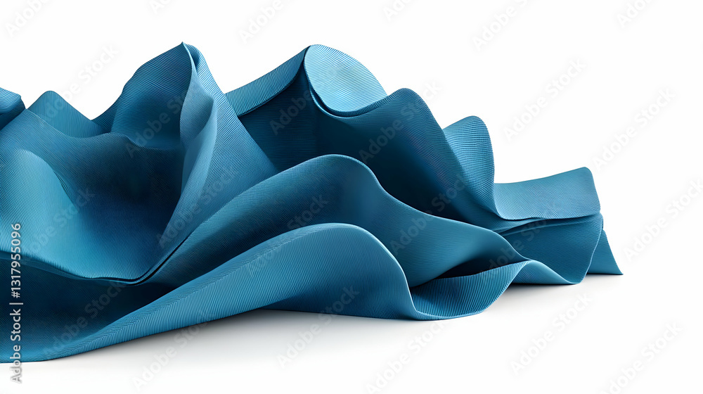 Aufkleber abstract blue wavy surface with pixelated texture against a white background 3d render