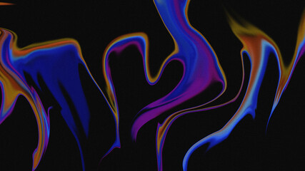 Vibrant liquid fire effect with neon blue, purple, and orange swirls on black. Abstract digital energy wave for music festival posters or creative branding