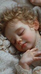 Fototapeta premium Beautiful Close-Up Shot of a Newborn Baby with Rosy Cheeks