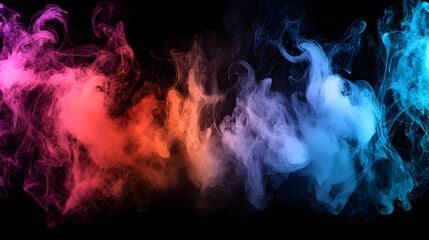 Fototapeta premium Abstract Color Powder Explosion On Black Background With Purple Pink Blue And Orange Hues Illustrating Dynamic Motion