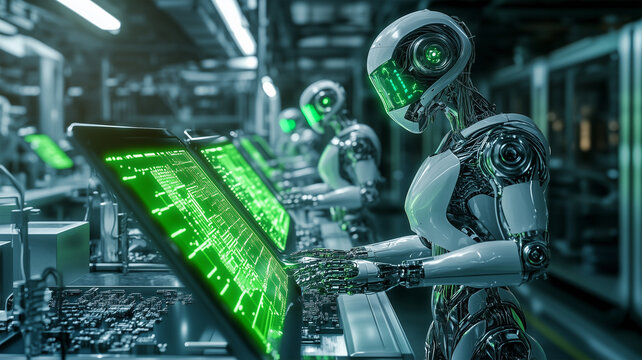 未来のラボで半導体を製造するAIロボット