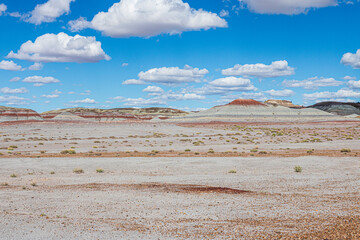 Beautiful and otherworldly landscape at Petrified Forest NP. This area is seen from a viewpoint on...