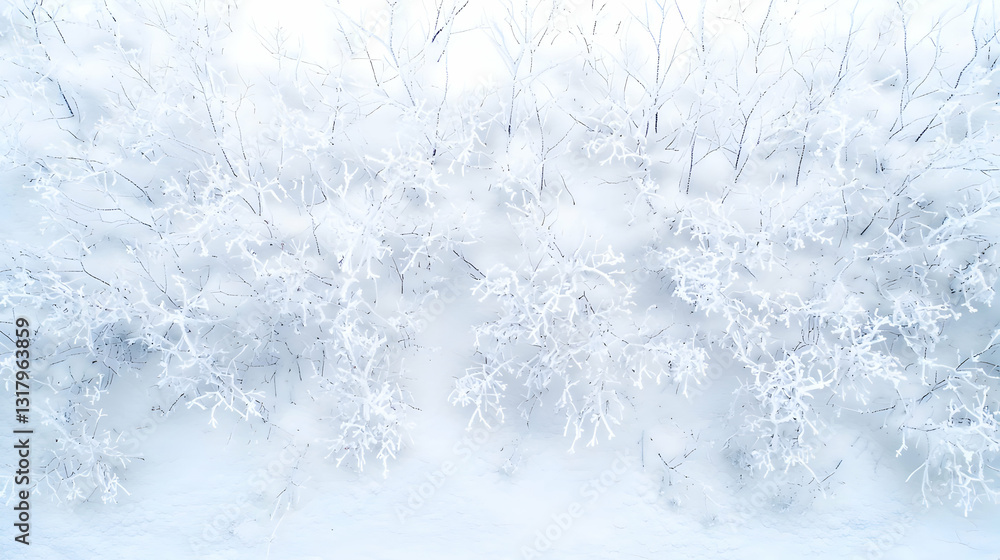 Poster abstract white background with intricate lacy ice crystal frost pattern glitter and sparkle subtle d