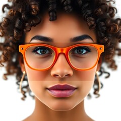 women with glasses, orange glasses, digital art, illustration, portrait, female, fashion, style, modern, contemporary, graphic, design, artwork, creative, artistic, visual, image, trendy, fashionable,