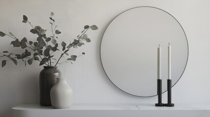 Minimalist Home Decor with Eucalyptus and Candles