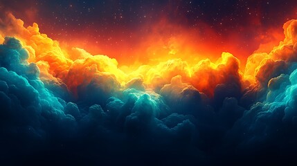 Naklejka premium Fiery Nebula Cloudscape for Cosmic Sky.