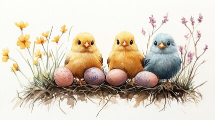 easter chick clipart watercolor illustration artistic illustration detailed illustration
