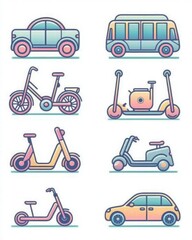 Variety of Urban Transport Options in Colorful Flat Design Style