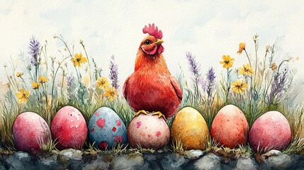 easter chicken clipart creative generative watercolor illustration detailed illustration