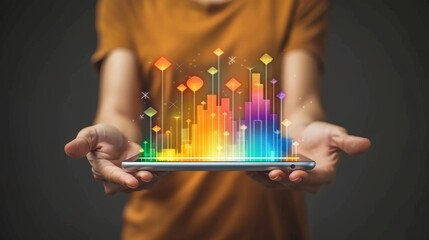 Innovative digital business assistant displays holographic reports for enhanced decision making