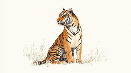 Obraz premium Majestic Bengal Tiger in Serene Setting A Wildlife Art Print