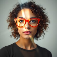 women with glasses, orange glasses, digital art, illustration, portrait, female, fashion, style, modern, contemporary, graphic, design, artwork, creative, artistic, visual, image, trendy, fashionable,