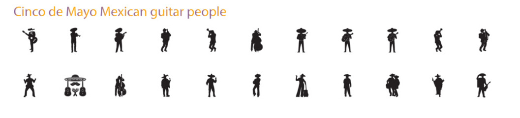 Obraz premium silhouette of mexican people with musical instruments