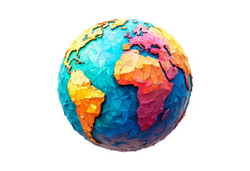 Polygonal style illustration of an Earth isolated on transparent background