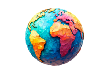 Polygonal style illustration of an Earth isolated on transparent background