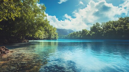 Tropical Island Paradise: Serenity of a hidden lagoon