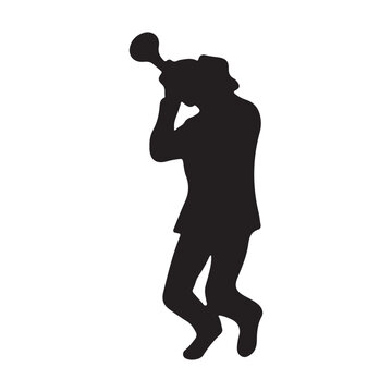 black silhouette musician playing trumpet clip art preview