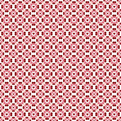 Bold red and pink floral heart pattern on white background. Cute romantic seamless design ideal for Valentine’s Day, kids’ textiles, wrapping paper, and party decor.