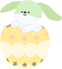 Cute Easter Bunny Emerging from an Egg
