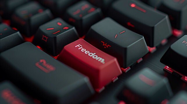 Close-Up of Computer Keyboard with Red "Freedom" Key
