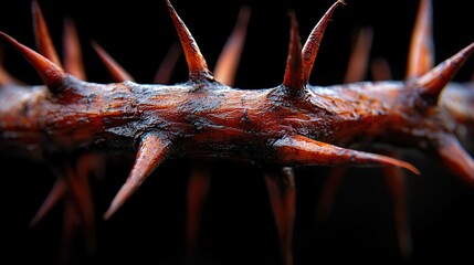 jesus crown of thorns against a stark black background