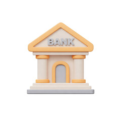 Variety of 3D Rendered Models of a Classic Bank Building Isolated