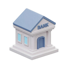 Variety of 3D Rendered Models of a Classic Bank Building Isolated