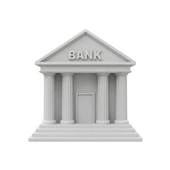 Variety of 3D Rendered Models of a Classic Bank Building Isolated