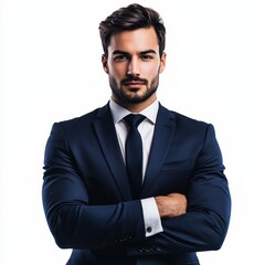 a handsome young business man with his arms crossed , Generative art.