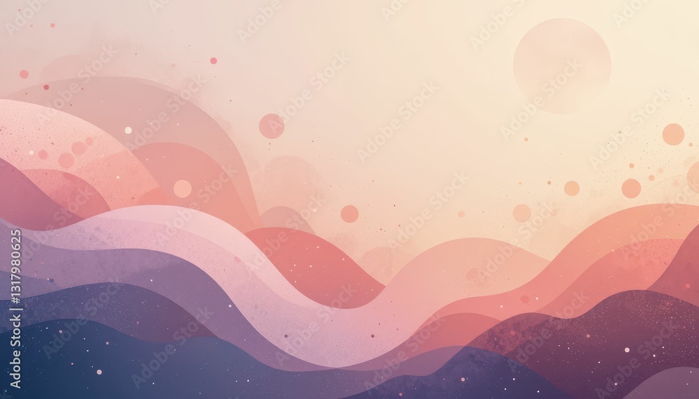 Poster serene abstract landscape with soft waves and gentle color gradients