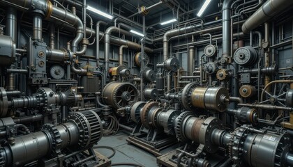 Industrial Machinery in a Complex Mechanical Environment with Pipes