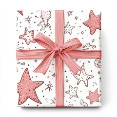 Rose Gold Star Gift Wrap with White Background