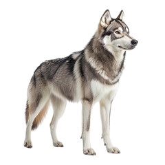 Fototapeta premium Large grey and white dog stands on transparent background