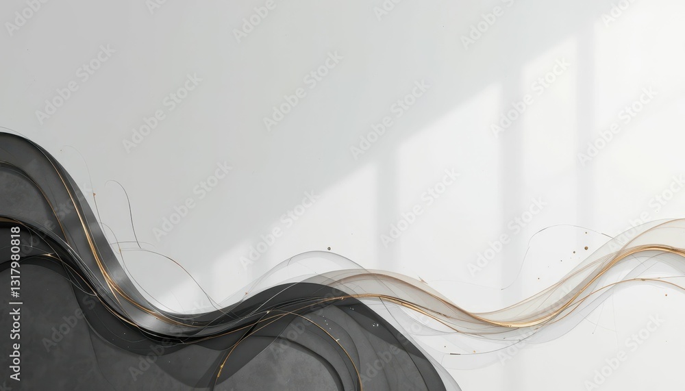 Aufkleber elegant flowing abstract waves in soft tones with subtle highlights