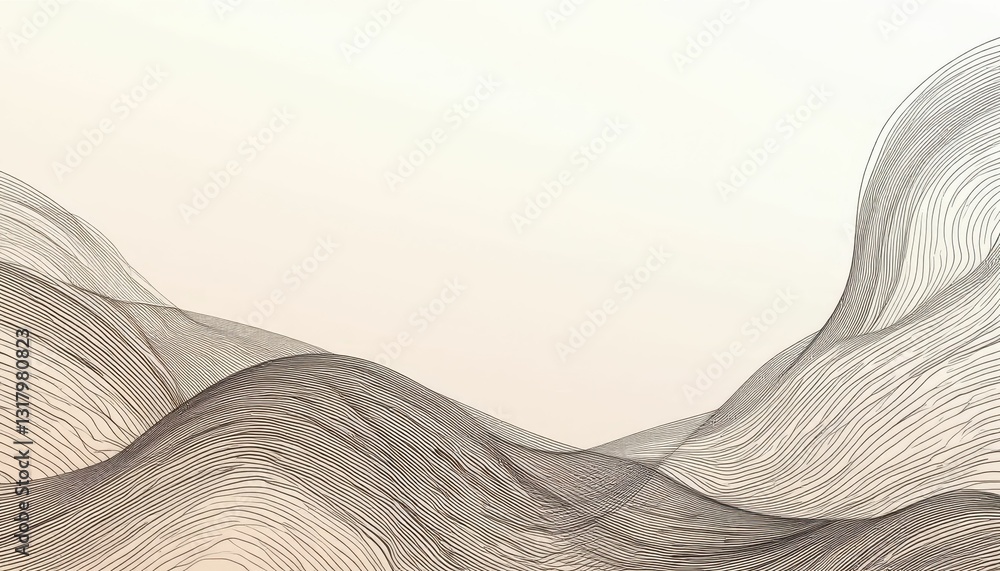 Poster Abstract Lines Creating Wave Patterns in Soft Neutral Background