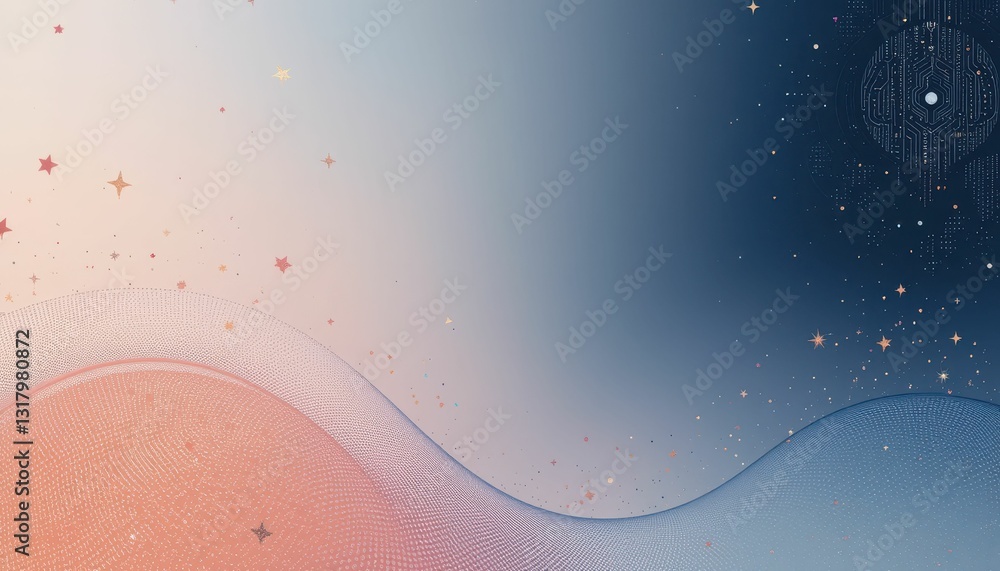 Poster abstract astrological background with stars and wave patterns